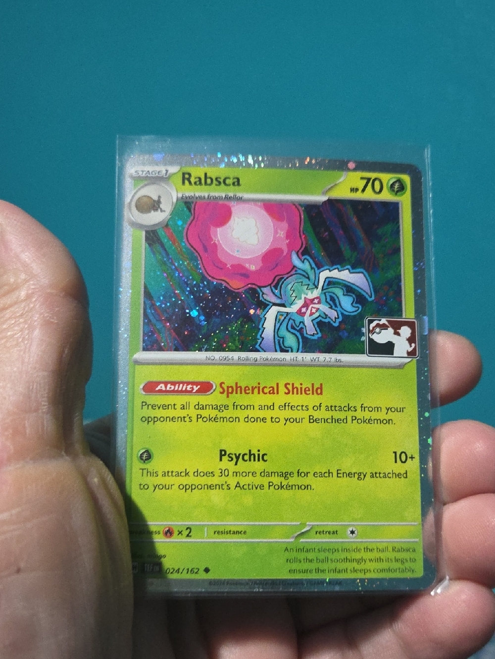 Pokemon Rabsca Trading Card Green Pink Holo
